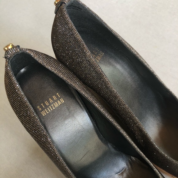 Stuart Weitzman Corkswoon Glitter Wedge Heel 10 - Picture 6 of 8